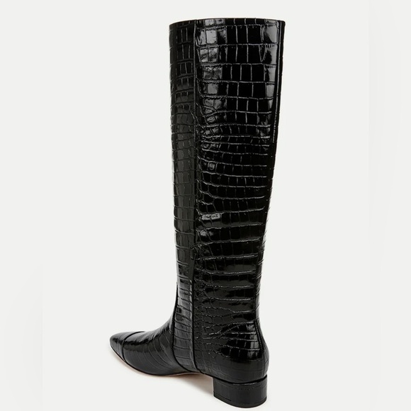 Veronica Beard Cecile Croc-Embossed Tall Boot | Wide-Calf black NWT - Picture 3 of 11